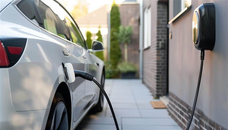 Electric vehicle charging at home representing EV Car Charging Course UK at Bespoke Electrical Training, covering real-world installation skills for electricians.