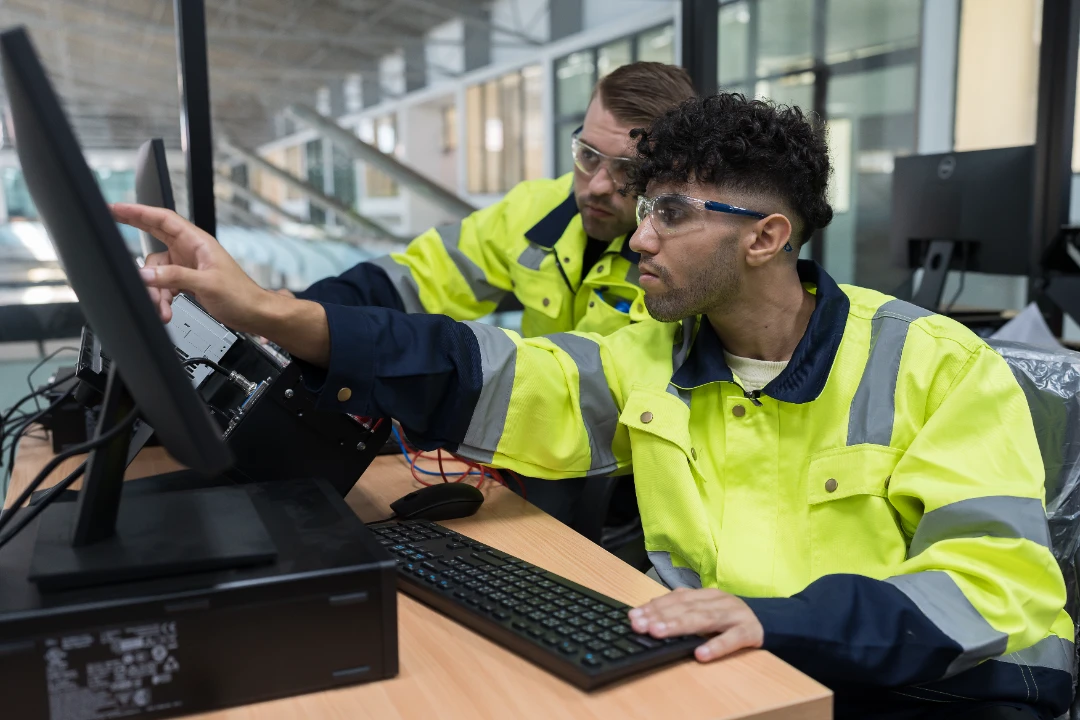 Men doing training online